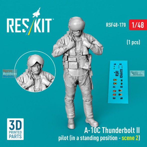 RESRSF480170F 1:48 ResKit A-10C Thunderbolt II Pilot Figure Standing - Scene 2