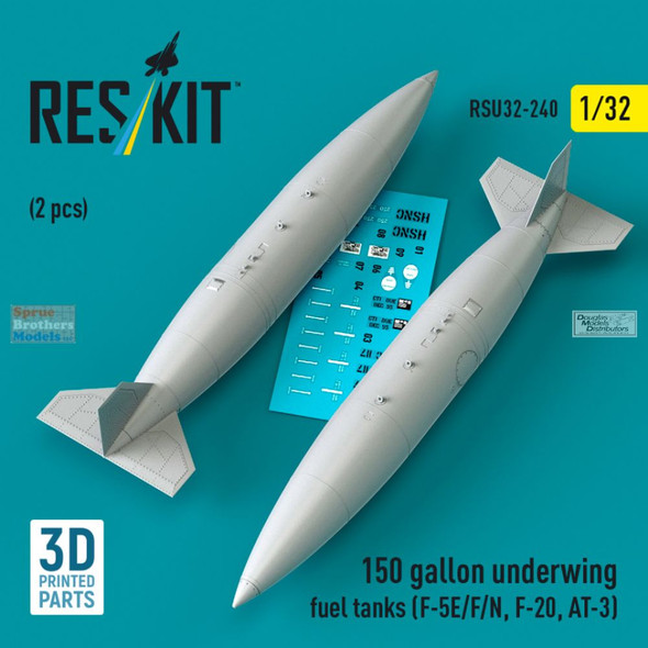 RESRSU320240U 1:32 ResKit 150 Gallon Underwing Fuel Tanks (for F-5E F-5F F-5N F-20 AT-3)
