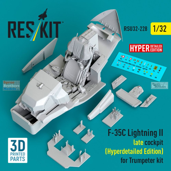 RESRSU320228U 1:32 ResKit F-35C Lightning II Late Cockpit Set Hyperdetailed Edition (TRP kit)