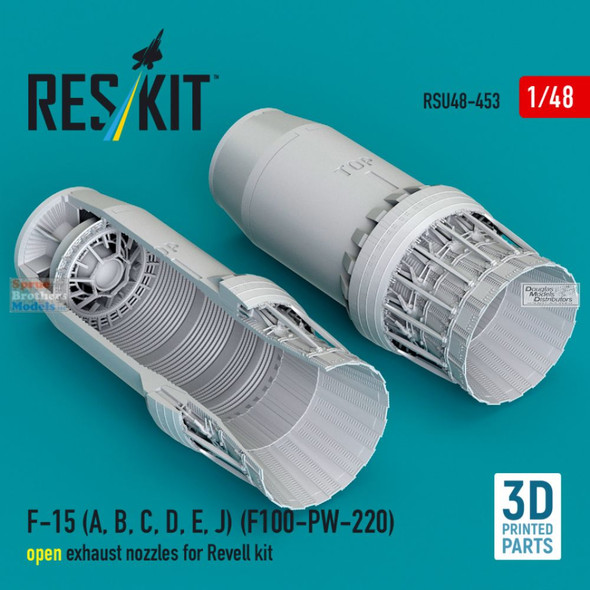 RESRSU480453U 1:48 ResKit F-15A F-15B F-15C F-15D F-15E F-15J Eagle F100-PW-220 Open Exhaust Nozzle Set (REV kit)