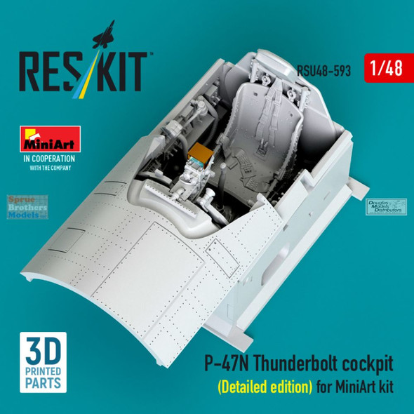 RESRSU480593U 1:48 ResKit P-47N Thunderbolt Cockpit Set Detailed Edition (MIA kit)