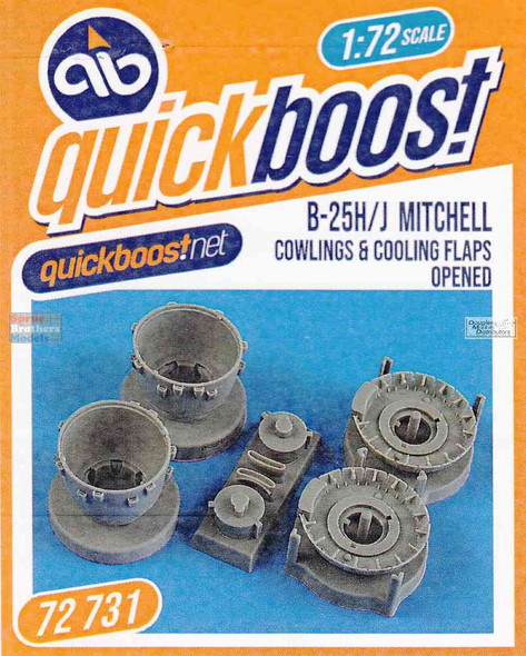 QBT72731 1:72 Quickboost B-25H B-25J Mitchell Cowlings & Cooling Flaps Opened Set (HAS kit)