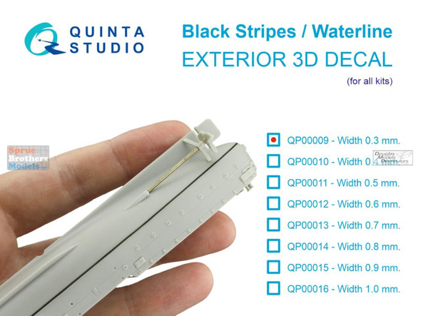 QTSQP00009 Quinta Studio 3D Decal - Black Stripes/Waterline for Ships and Submarines (Width 0.3mm)