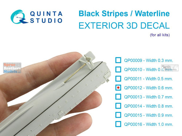 QTSQP00012 Quinta Studio 3D Decal - Black Stripes/Waterline for Ships and Submarines (Width 0.6mm)