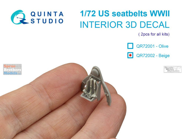 QTSQR72002 1:72 Quinta Studio - WW2 US Seatbelts Beige Color
