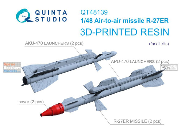 QTSQT48139 1:48 Quinta Studio R-27ER Missile Set with Launchers