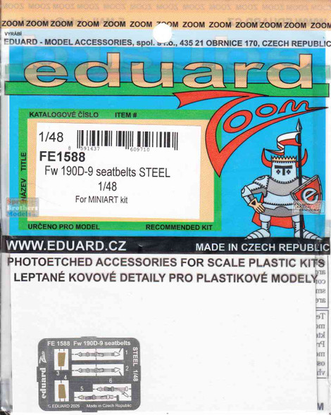 EDUFE1588 1:48 Eduard Color Zoom PE - Fw190D-7 Seatbelts (MIA kit)