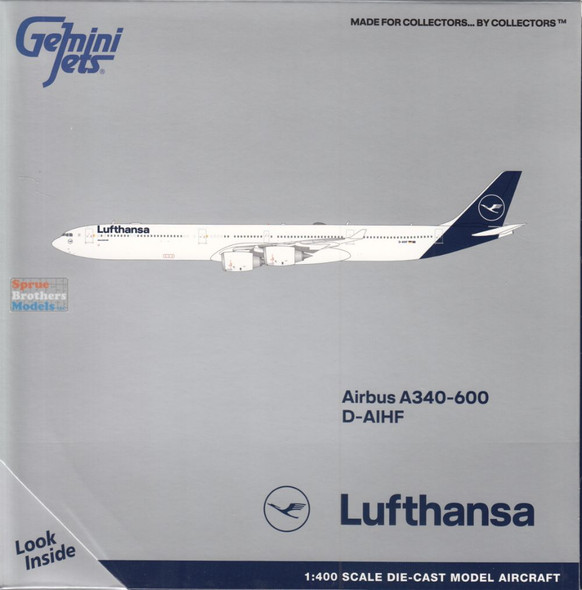 GEMGJ2398 1:400 Gemini Jets Lufthansa Airbus A340-600 Reg #D-AIHF (pre-painted/pre-built)