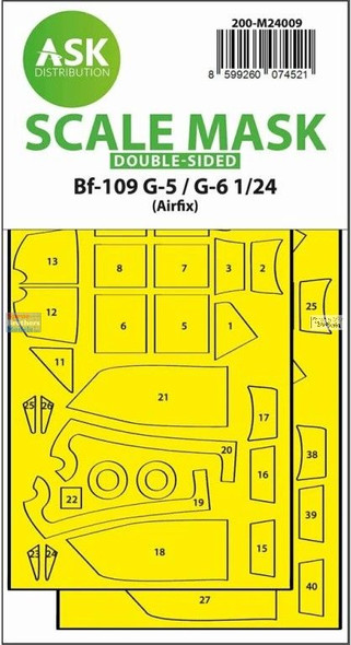 ASKM24009 1:24 ASK/Art Scale Double Sided Mask - Bf109G-5 Bf109G-6 (AFX kit)