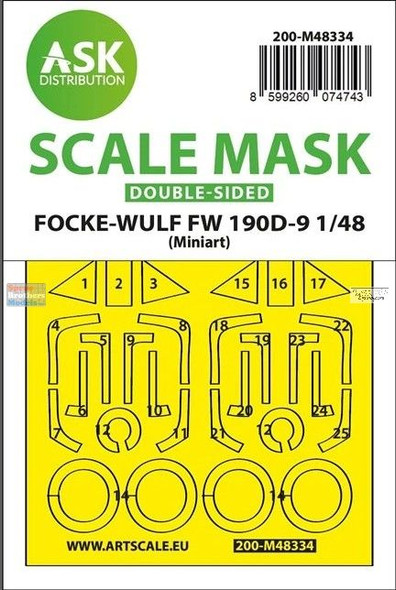 ASKM48334 1:48 ASK/Art Scale Double Sided Mask - Fw190D-9 (MIA kit)