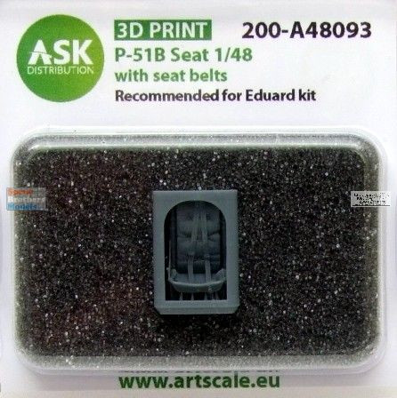 ASKA48093 1:48 ASK/Art Scale P-51B Mustang Seat with Seatbelts (EDU kit)
