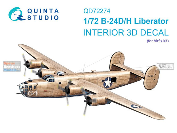 QTSQD72274 1:72 Quinta Studio 3D Decal - B-24D B-24H Liberator (AFX kit)