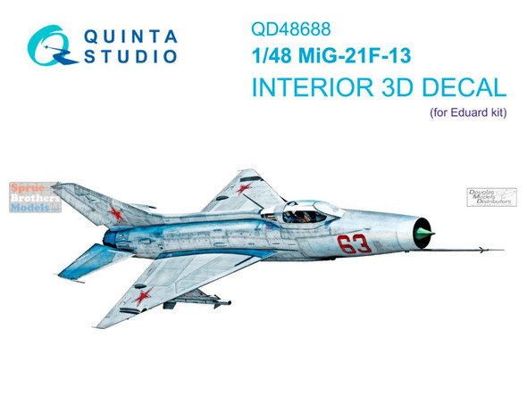 QTSQD48688 1:48 Quinta Studio 3D Decal - MiG-21F-13 Fishbed (EDU kit)