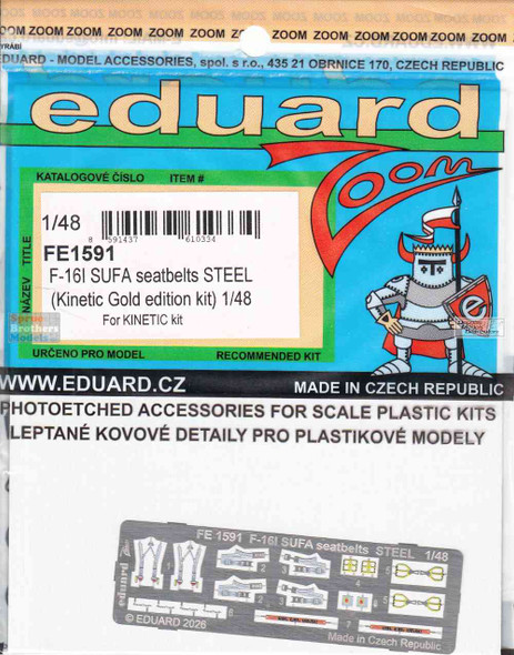 EDUFE1591 1:48 Eduard Color Zoom PE - F-16I Sufa Seatbelts (KIN kit)