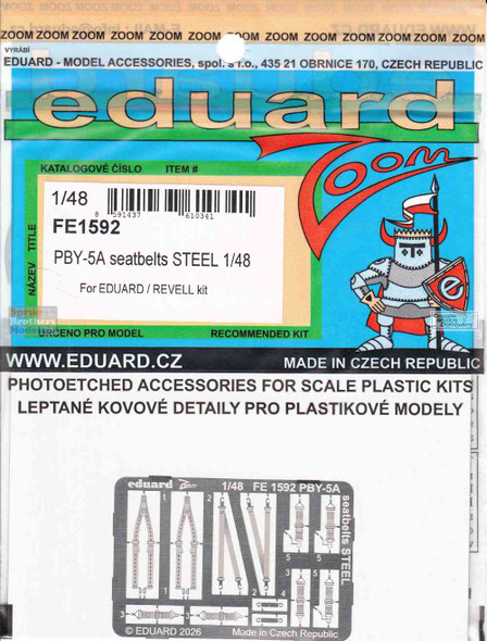 EDUFE1592 1:48 Eduard Color Zoom PE - PBY-5A Catalina Seatbelts (EDU/REV kit)