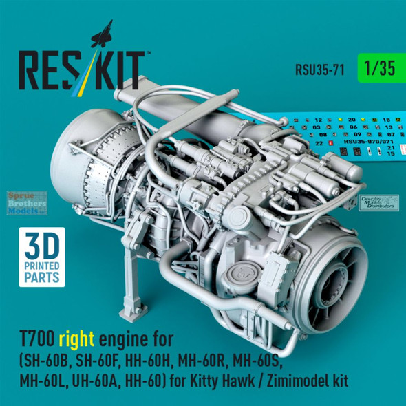 RESRSU350071U 1:35 ResKit T700 Right Engine for SH-60B SH-60F HH-60H MH-60R MH-60S MH-60L UH-60A HH-60 (ZIM kit)