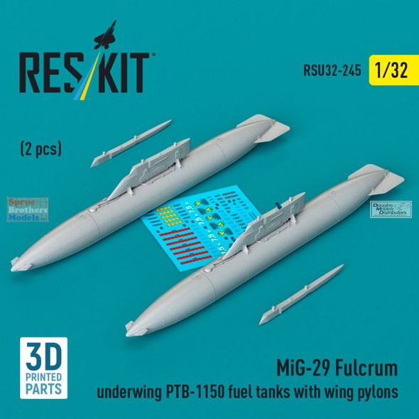RESRSU320245U 1:32 ResKit MiG-29 Fulcrum Underwing PTB-1150 Fuel Tank Set