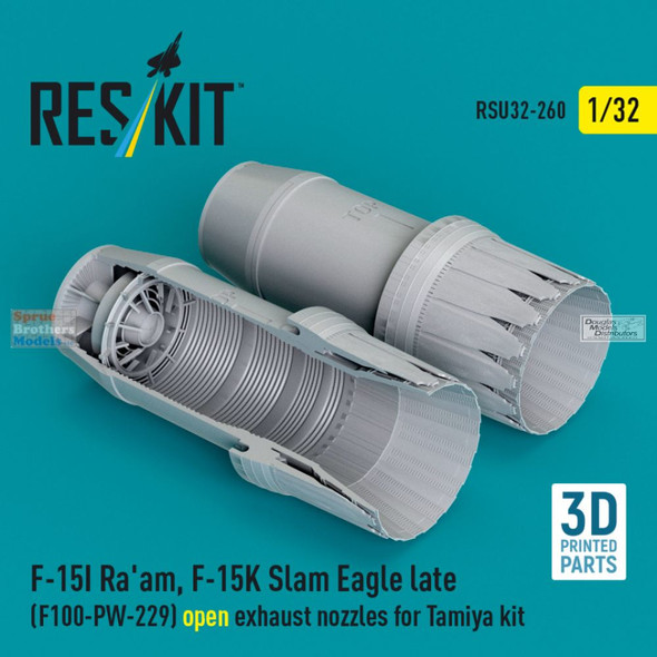 RESRSU320260U 1:32 ResKit F-15I Ra'am F-15K Slam Eagle Late Exhaust Nozzles Open [F100-PW-229] (TAM kit)