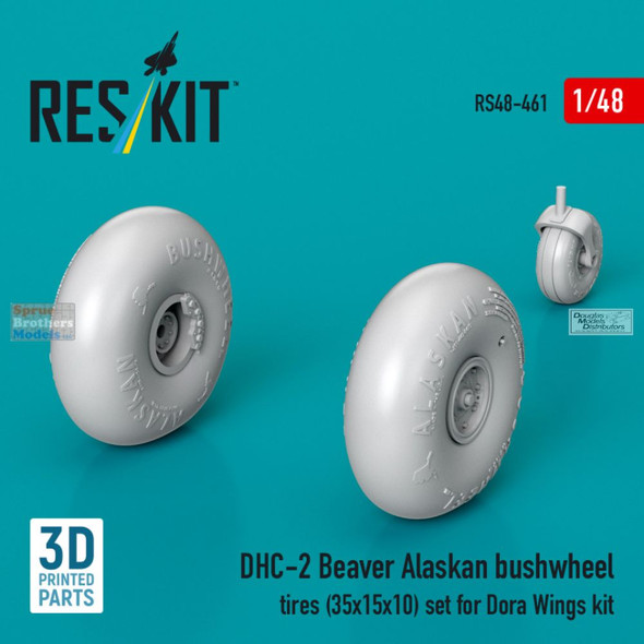 RESRS480461 1:48 ResKit DHC-2 Beaver Alaskan Bush Wheel Tires (35x15x10) Set (DRW kit)