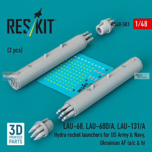 RESRS480583 1:48 ResKit LAU-68 LAU-68D/A LAU-131/A Hydra Rocket Launcher Set
