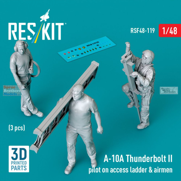 RESRSF480119F 1:48 ResKit A-10A Thunderbolt II Pilot on Access Ladder & Airmen Figure Set