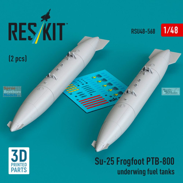 RESRSU480568U 1:48 ResKit Su-25 Frogfoot PTB-800 Underwing Fuel Tank Set