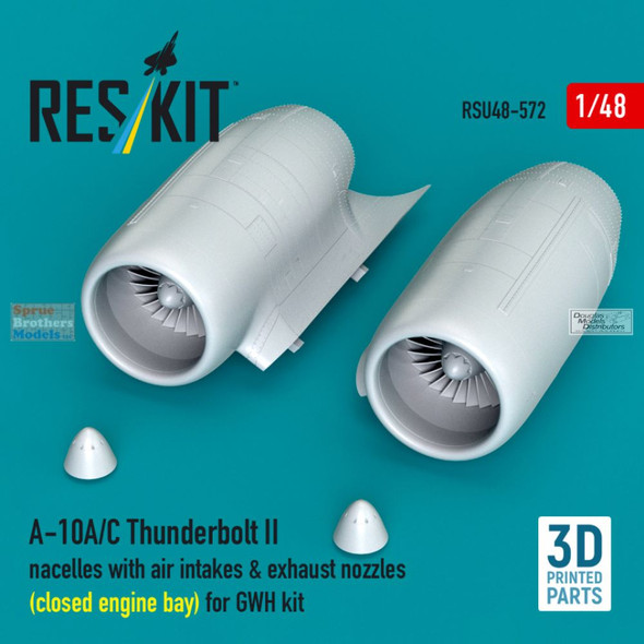 RESRSU480572U 1:48 ResKit A-10A A-10C Thunderbolt II Engine Nacelles with Air Intakes & Exhaust Nozzles - Closed Engine Bay (GWH kit)