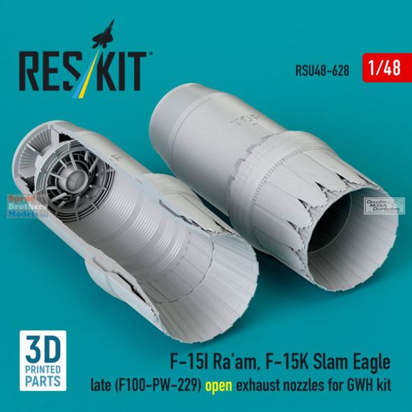 RESRSU480628U 1:48 ResKit F-15I Ra'am F-15K Slam Eagle Open Late Exhaust Nozzle Set F100-PW-229 (GWH kit)