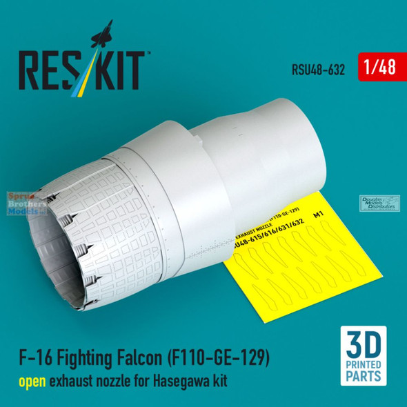 RESRSU480632U 1:48 ResKit F-16 Falcon Open F110-GE-129 Exhaust Nozzle (HAS kit)