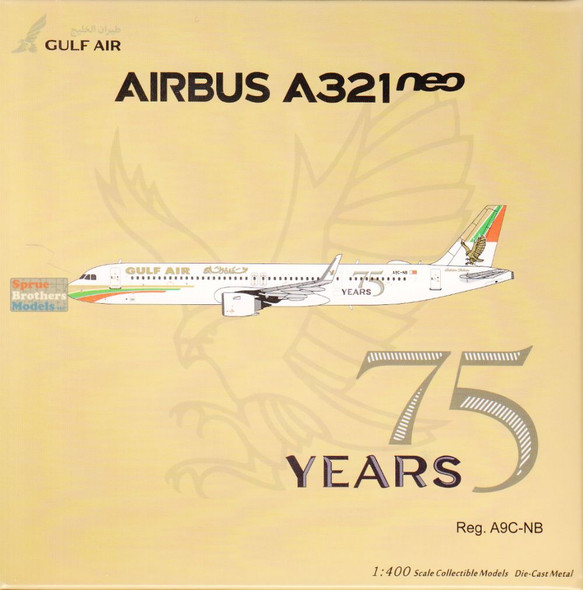 NGM13145 1:400 NG Model Gulf Air Airbus A321neo Reg #A9C-NB '75th Anniversary' (pre-painted/pre-built)