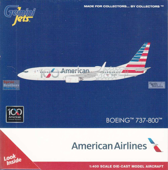 GEMGJ2417 1:400 Gemini Jets American Airlines B737-800 Reg #N840NN '100' (pre-painted/pre-built)
