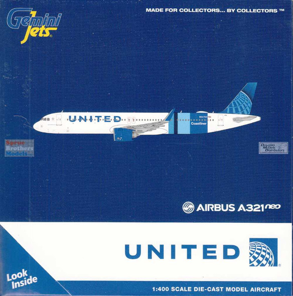 GEMGJ2423 1:400 Gemini Jets United Airlines Airbus A321neo #N94750 'Coastliner' (pre-painted/pre-built)