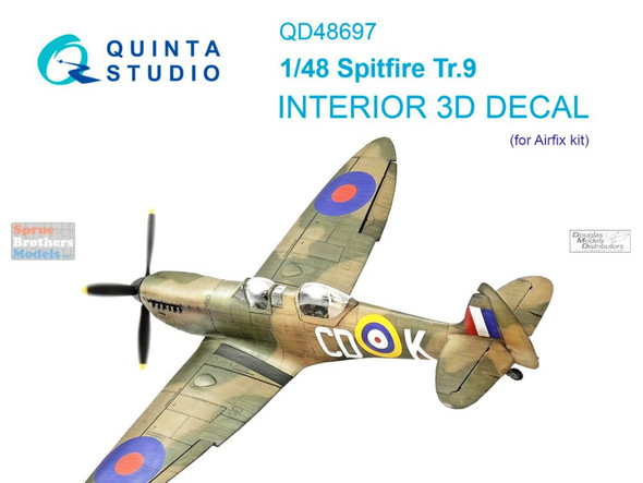 QTSQD48697 1:48 Quinta Studio 3D Decal - Spitfire TR.9 (AFX kit)