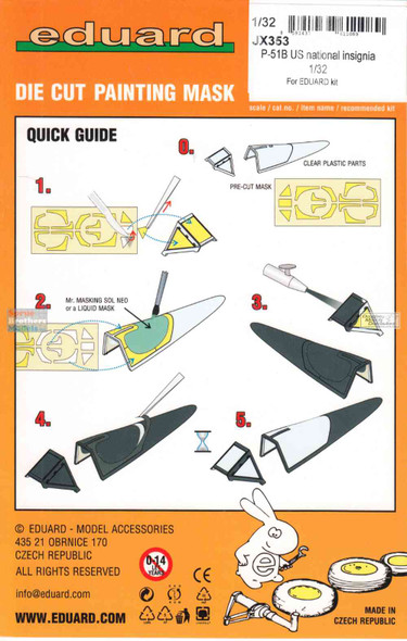EDUJX353 1:32 Eduard Mask - P-51B Mustang US National Insignia (EDU kit)