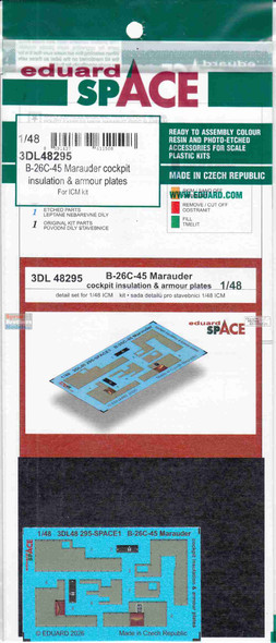 EDU3DL48295 1:48 Eduard SPACE - B-26C-45 Marauder Cockpit Insulation & Armour Plates (ICM kit)