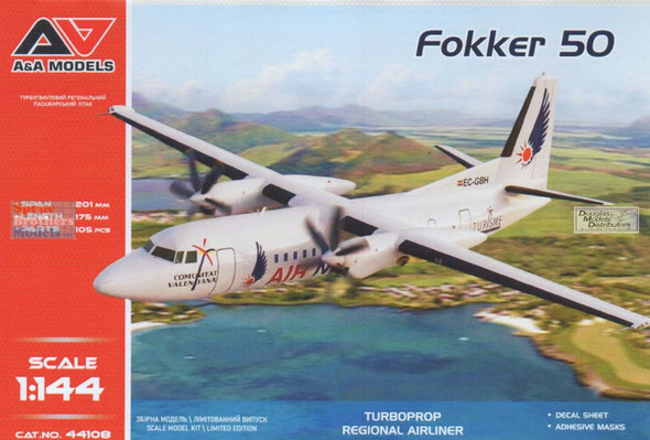MDVAAM44108 1:144 Modelsvit A&A Models Fokker 50 Regional Airliner