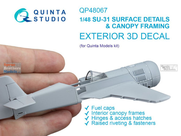 QTSQP48067 1:48 Quinta Studio 3D Decal - Su-31 Surface Details & Canopy Framing (QTS kit)