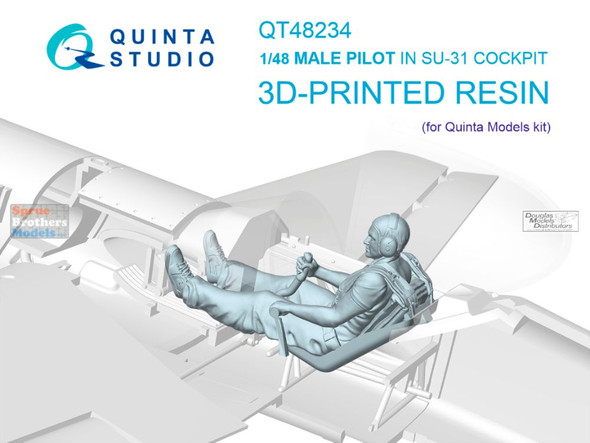 QTSQT48234 1:48 Quinta Studio Male Pilot Figure Sitting in Su-31 Cockpit (QTS kit)