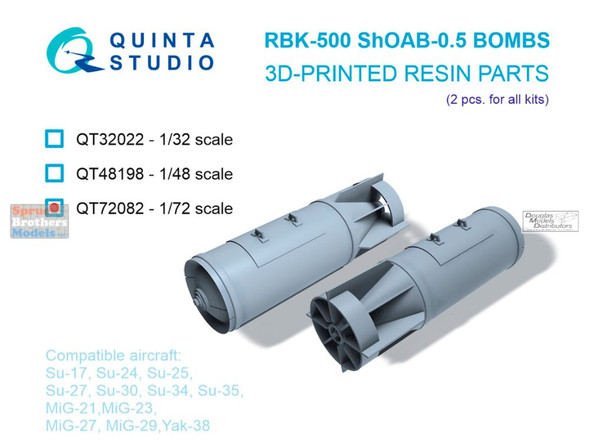 QTSQT72082 1:72 Quinta Studio RBK-500 ShOAB-0,5 Bomb Set