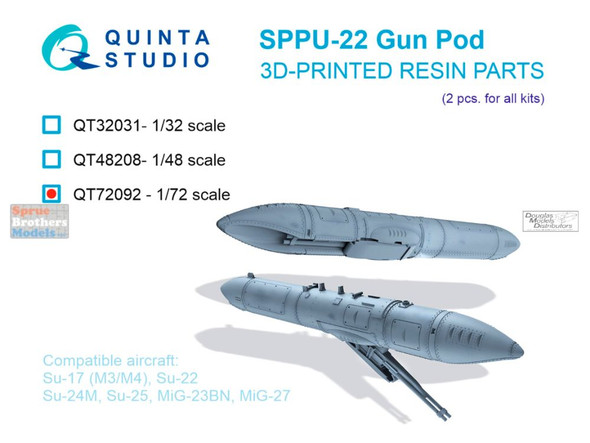 QTSQT72092 1:72 Quinta Studio SPPU-22 Gun Pod Set