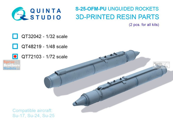 QTSQT72103 1:72 Quinta Studio S-25-OFM-PU Unguided Rocket Set