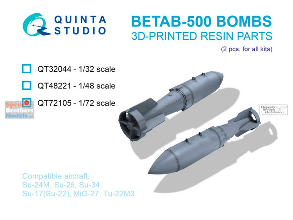 QTSQT72105 1:72 Quinta Studio BETAB-500 Bomb Set