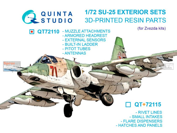 QTSQT72110 1:72 Quinta Studio Su-25 Frogfoot Exterior Detail Set #1 (ZVE kit)