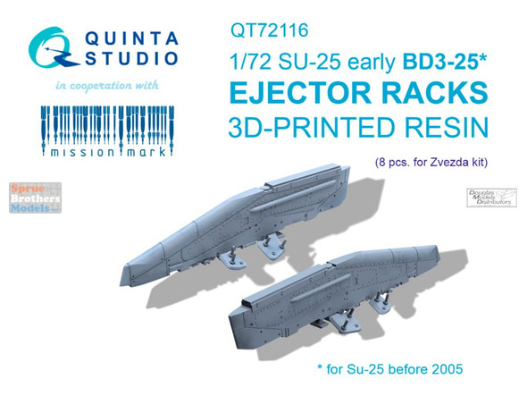 QTSQT72116 1:72 Quinta Studio Su-25 Frogfoot Early BD3-25 Ejector Racks (ZVE kit)