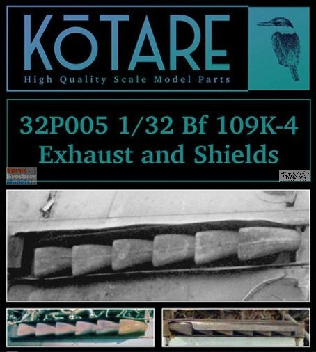 KOT32P005P 1:32 Kotare Bf109K-4 Exhaust & Shields (KOT kit)