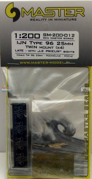 MASSM200012 1:200 Master Model IJN Type 96 25mm Twin Mount Late with Le Prieur Sights (x4)