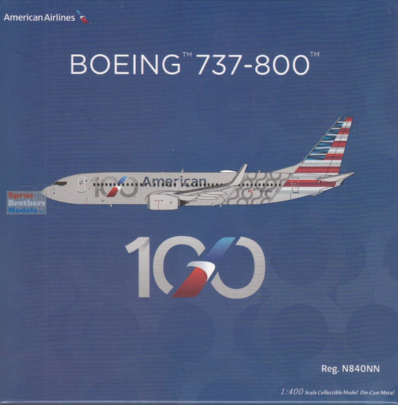 NGM58259 1:400 NG Model American Airlines B737-800 Reg #N840NN '100th Anniversary' (pre-painted/pre-built)
