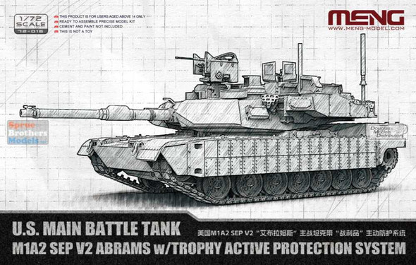 MNG72016 1:72 Meng M1A2 SEP V2 Abrams with Trophy Active Protection System