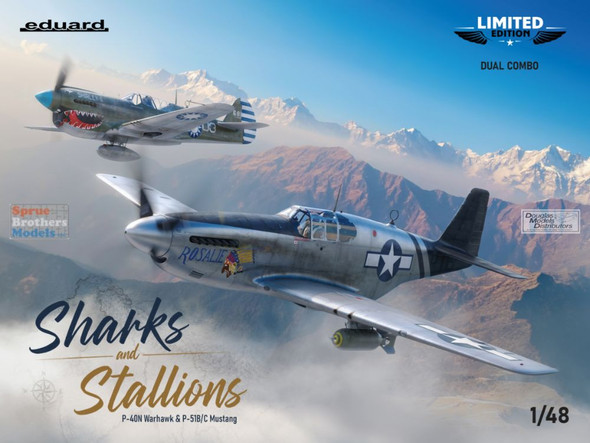 ONEEDU11200 1:48 Eduard Sharks and Stallions: P-40N Warhawk & P-51B P-51C Mustang [Limited Edition Dual Combo] (BOX DAMAGE)