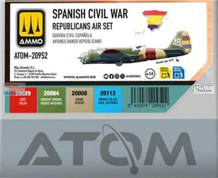 AMMAT20952 AMMO by Mig ATOM Paint Set - Spanish Civil War: Republicans Air Set
